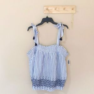 NWT Old Navy Blue and white striped Blouse Size XL